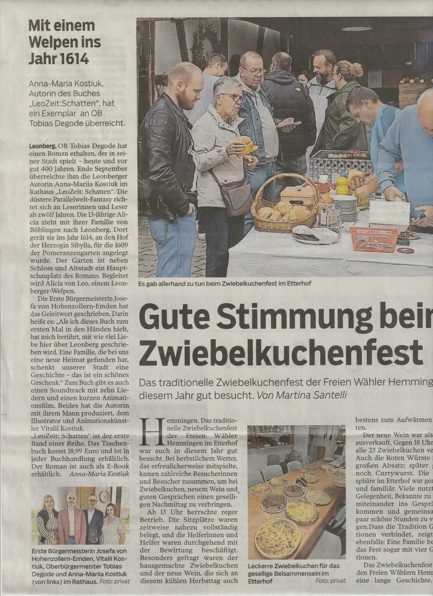 Nahaufnahme des Beitrags «Mit einem Welpen ins Jahr 1614» über «LeoZeit: Schatten» in den Stuttgarter Nachrichten